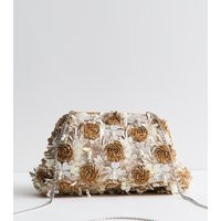 Brown Bead and Sequin Flower Shoulder Bag New Look | New Look (UK)