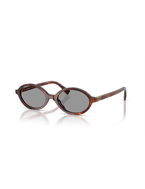 Miu Miu Oval Havana Grey Sunglasses | David Jones | David Jones (Australia & New Zealand)