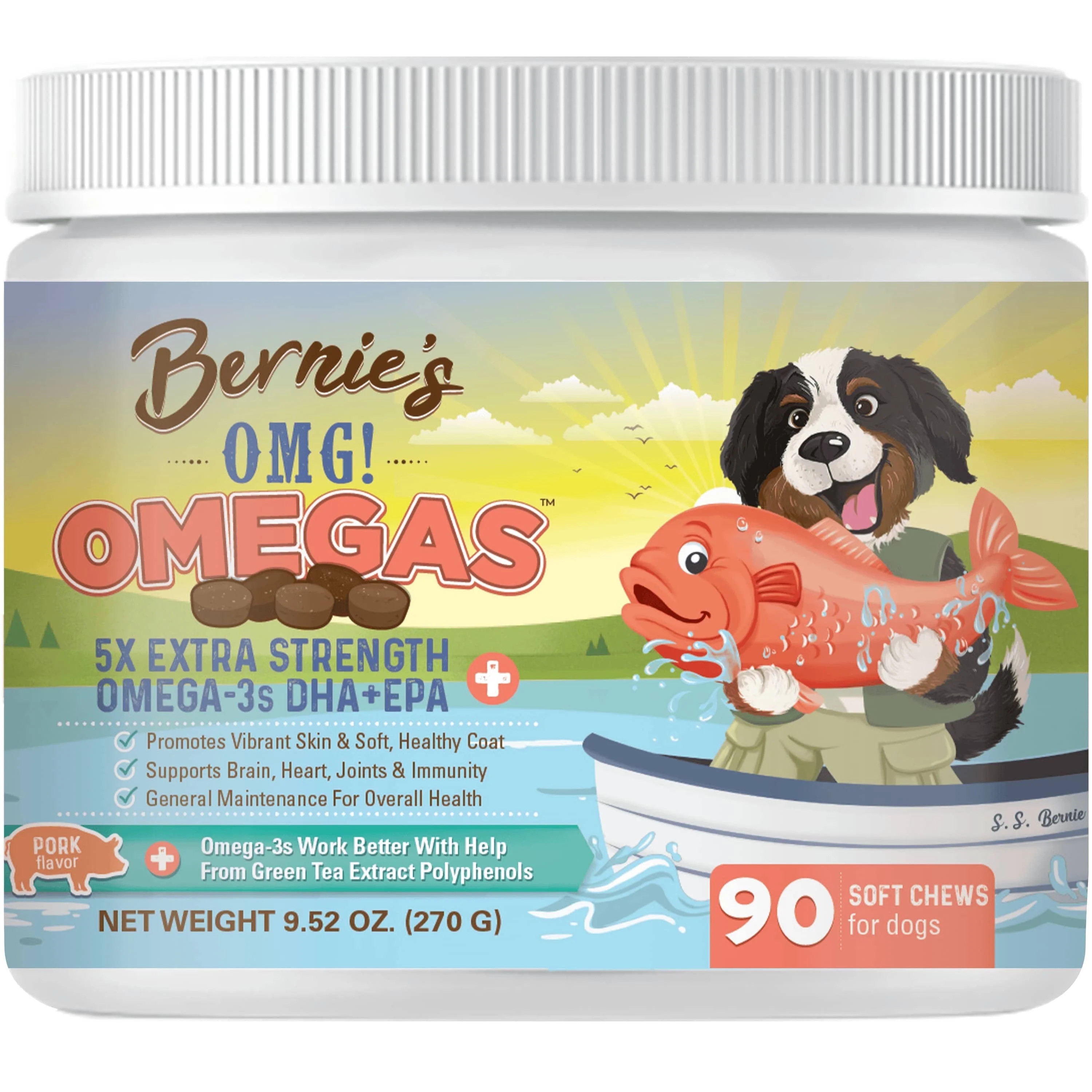 Bernie's OMG! Omegas - 5X Extra Strength Omega-3s DHA+EPA, Chews with Fish Oil for Dogs, Ultimate... | Walmart (US)