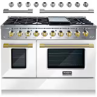 JANSKA Professional Series 48 in. 6.7 cu. ft. 8-Burners Freestanding Double Oven Gas Range with G... | The Home Depot