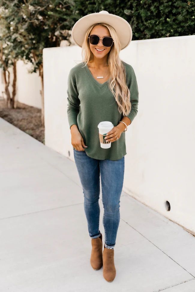 Living Lovely Olive Blouse | Pink Lily