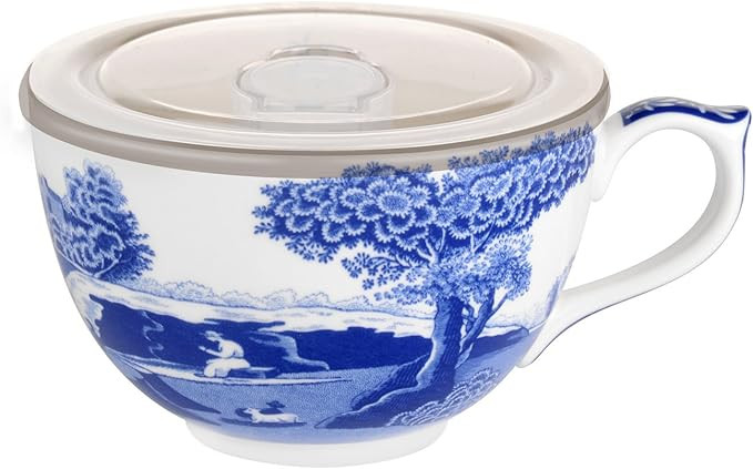 Spode Blue Italian 20oz Porcelain Jumbo Mug with Lid – Scenic Patterned Drinkware with Decorati... | Amazon (US)