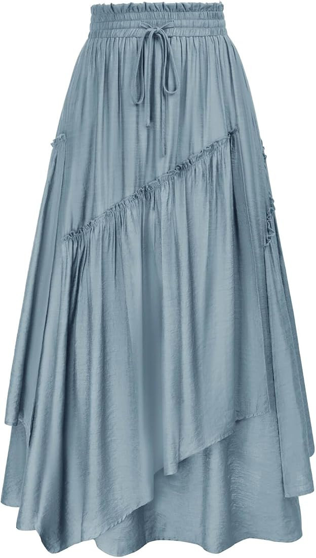 Scarlet Darkness Women Renaissance Layered Long Skirt Elastic High Waist Tiered Skirt with Pocket... | Amazon (US)