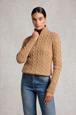 Bourton Quarter Zip Knit (Camel) | Holland Cooper
