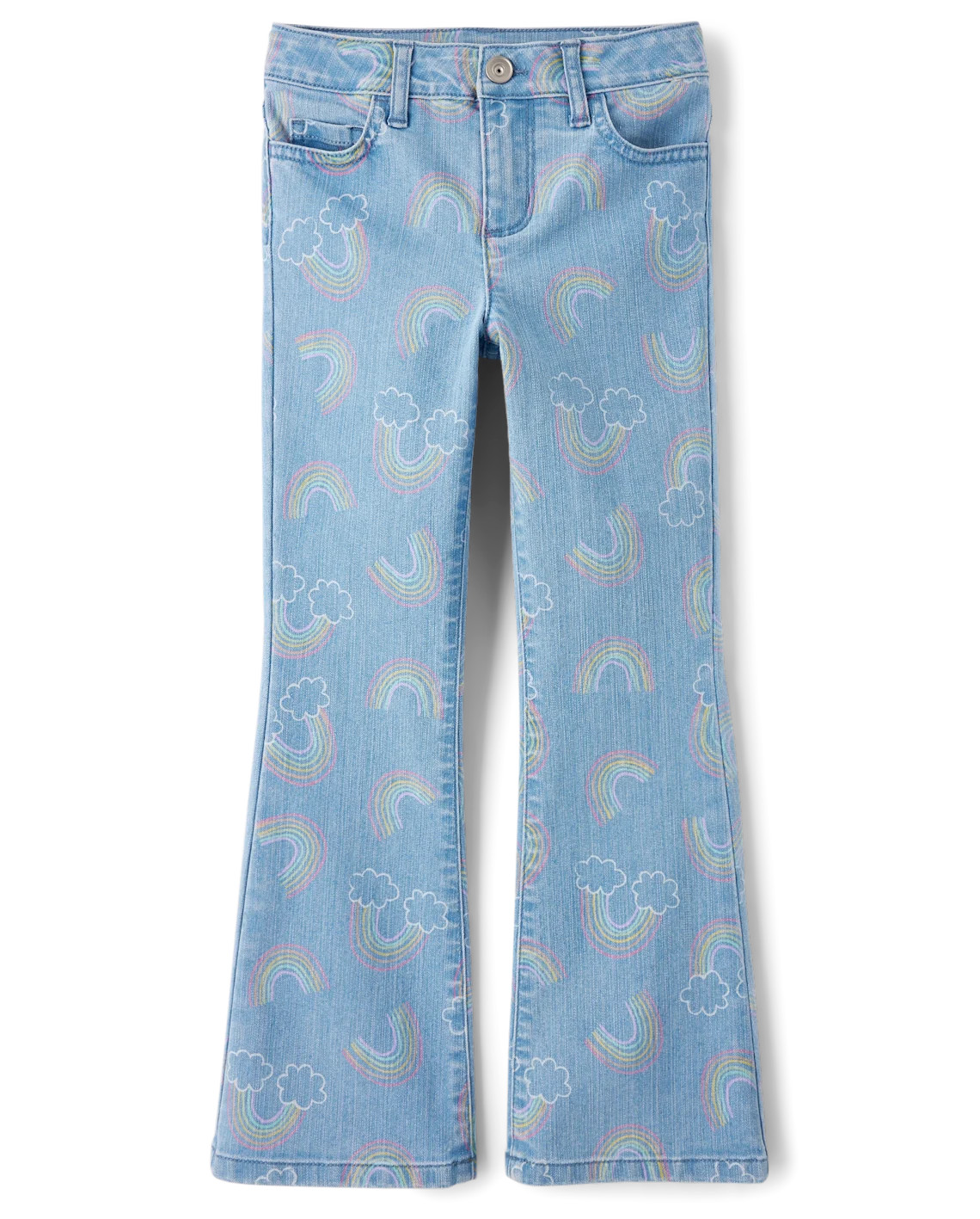 Girls Rainbow High Rise Flare Jeans - blue | The Children's Place