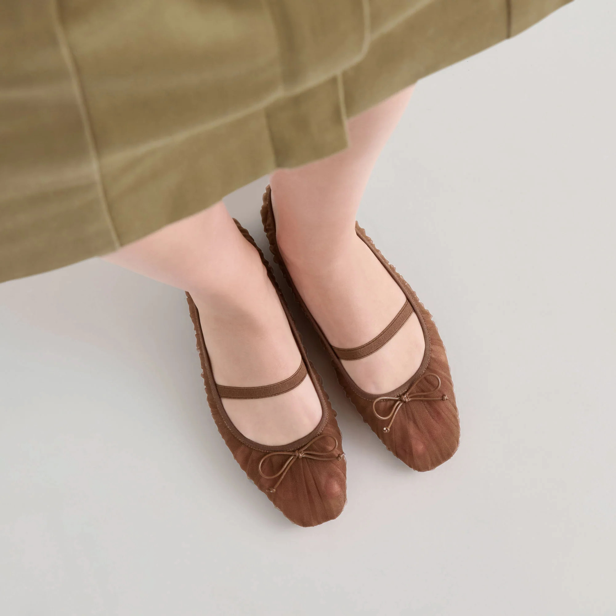 Raeven Mid Brown Tulle Ballet Flats | Dolce Vita | DolceVita.com