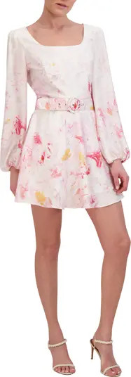 Belted Long Sleeve Fit & Flare Minidress | Nordstrom Rack