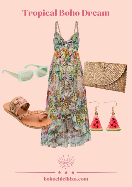 Tropical Boho Dream
•
Summer dress, handmade ratan bag, earrings, green sunglasses, handmade sandals

#LTKbag #LTKstyletip #LTKsummer