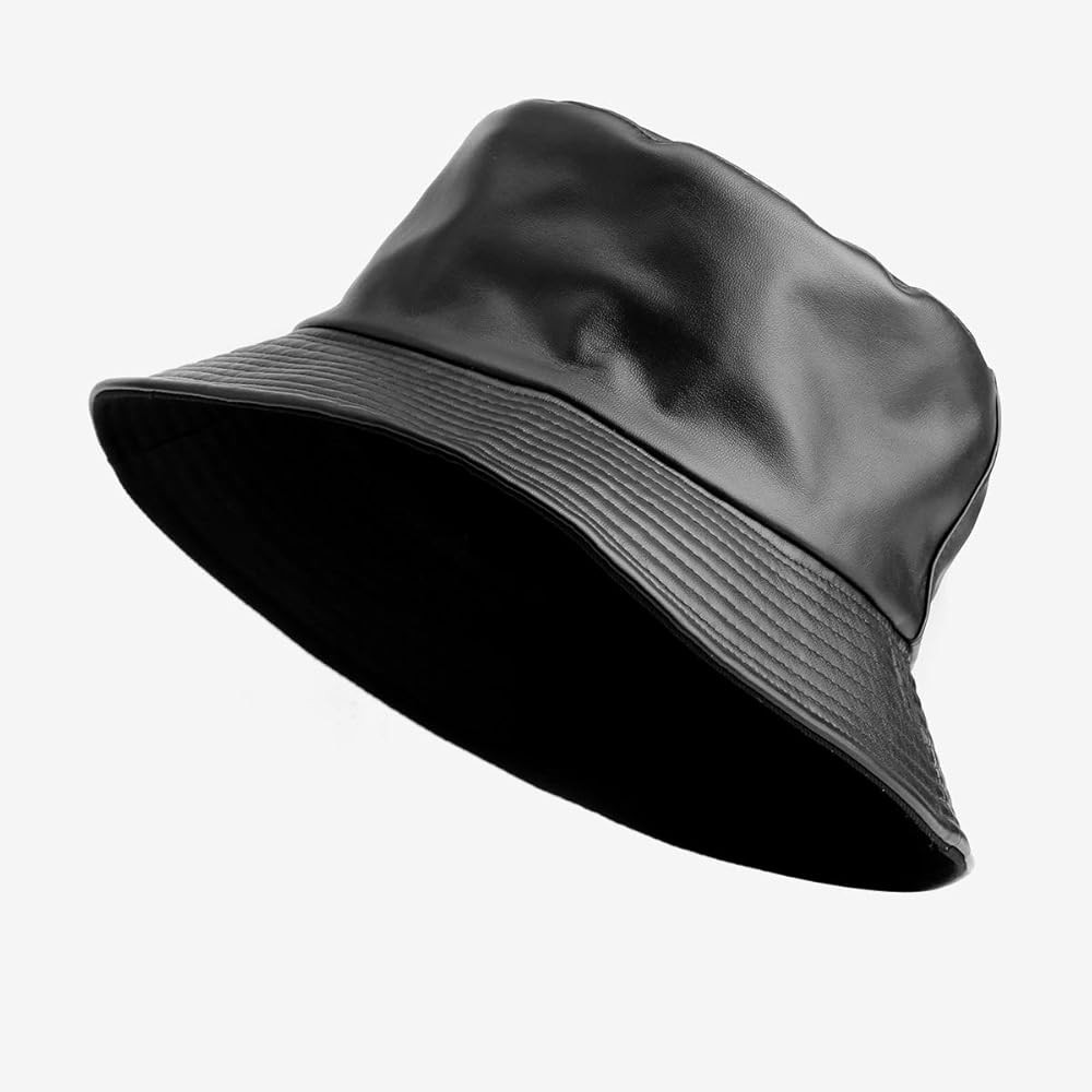 Reversible Bucket Hats for Women, Trendy Cotton Twill Canvas Leather Sun Fishing Hat Fashion Cap Pac | Amazon (US)