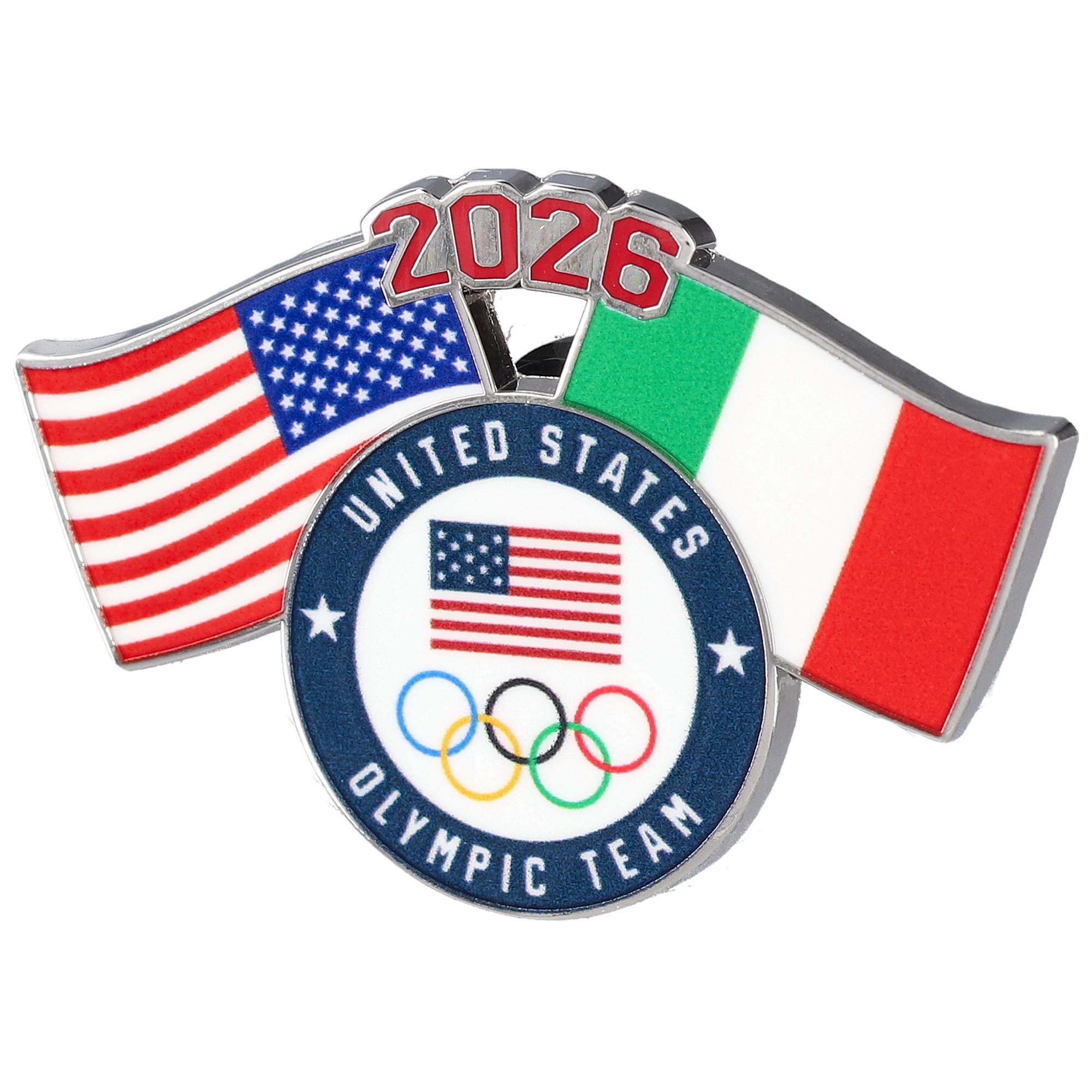 Team USA 2026 Winter Olympics Dual Flag Lapel Pin | Fanatics