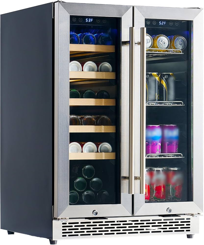 Albott 24 Inch Dual Zone Beverage Refrigerator, Glass Door Wine Cooler | Amazon (US)