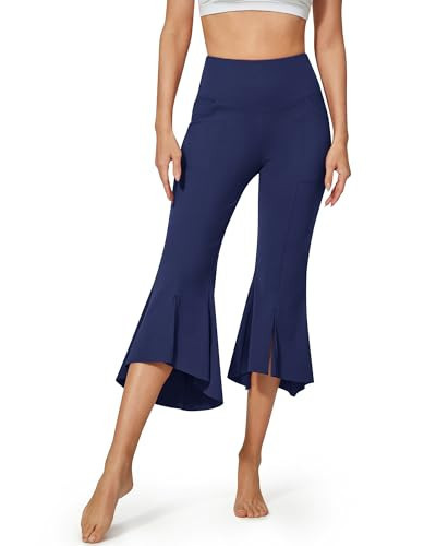 G4Free Capri Yoga Pants Women Stretch Flare Capris High Waisted Ruffle Bell Bottoms Flowy Pants Dress Work Slacks(Royal Blue,M) | Amazon (US)