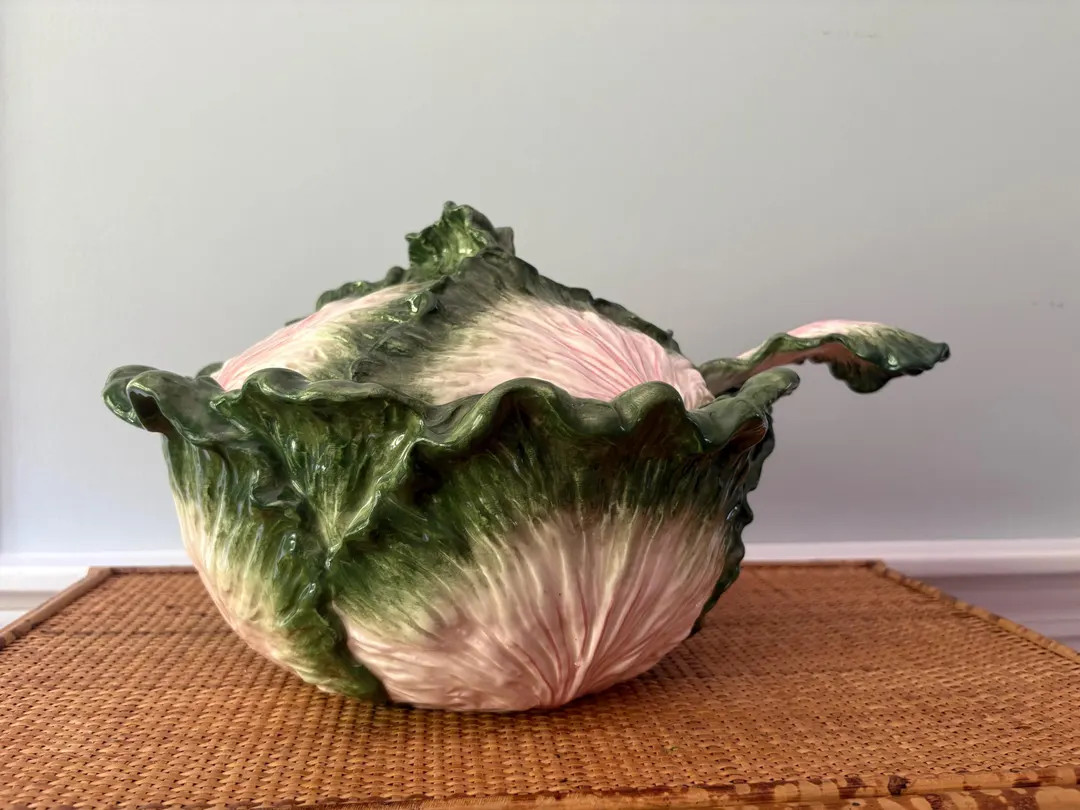 Vintage Fitz and Floyd Pink Cabbage Leaf Soup Tureen with Lid and Ladle | Etsy (Global)