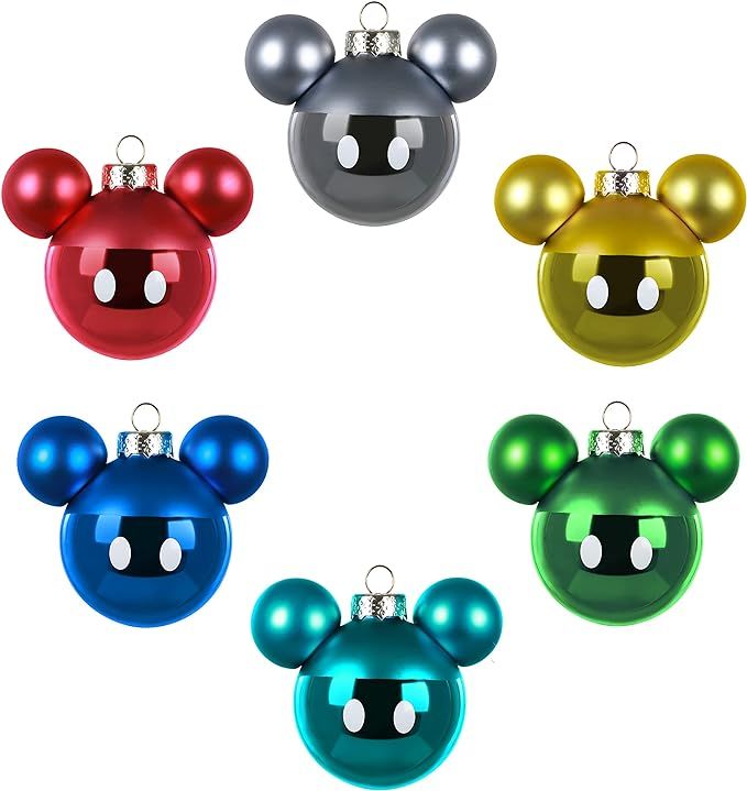 Hallmark Keepsake Glass Christmas Ornaments, Disney Mickey Mouse, Set of 6, Multi Color | Amazon (US)