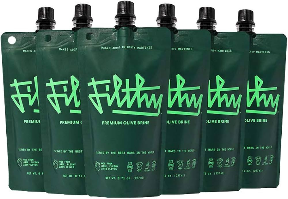 Filthy Olive Brine for Cocktails, 8 Oz Pouch, 6 Pack | Amazon (US)