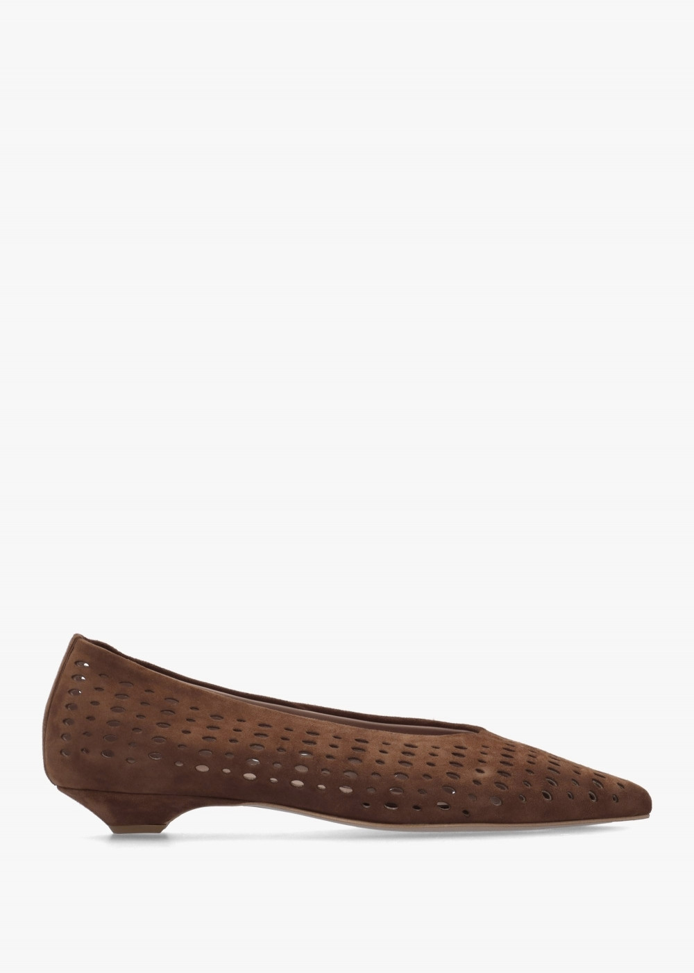 Sicily Tan Suede Perforated Flat Pumps | Daniel Footwear (UK)