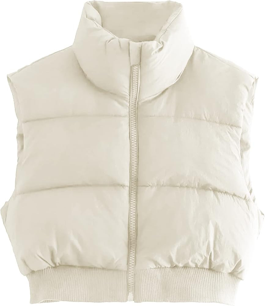 Yimoon Women's Winter Cropped Puffer Vest Lightweigt Zip Up Sleeveless Short Padded Jacket Warm G... | Amazon (US)