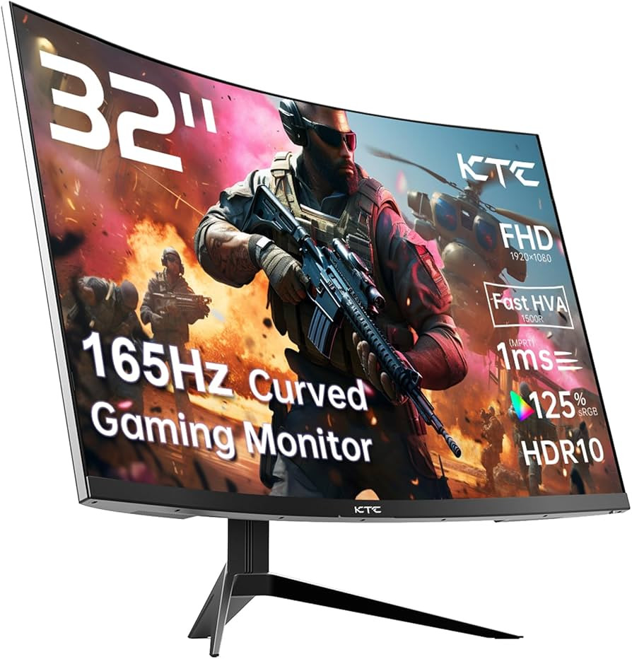 KTC 32 Inch FHD 1080p Curved Gaming Monitor - VA 1500R Curved Monitor, 165Hz 1ms MPRT, FreeSync &... | Amazon (US)