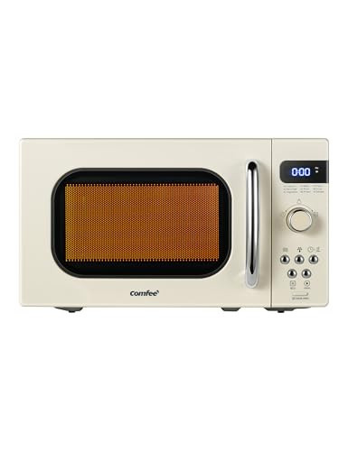 COMFEE' Retro Small Microwave Oven With Compact Size, 9 Preset Menus, Position-Memory Turntable, Mute Function, Countertop Microwave Perfect For Small Spaces, 0.7 Cu Ft/700W, Cream, AM720C2RA-A | Amazon (US)