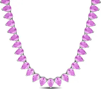 Julianna B. Lab-Created Pink Sapphire Tennis Necklace | Nordstrom | Nordstrom