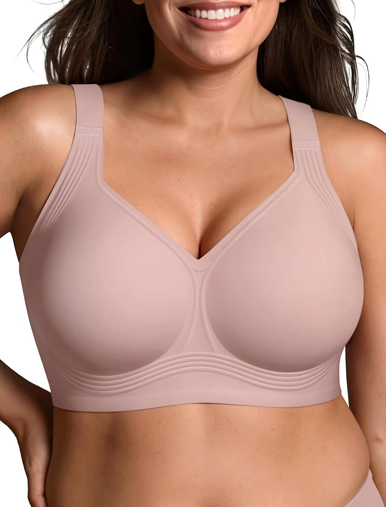 Bras for Women Supportive Wireless Push Up Bra Full Coverage No Underwire Seamless Plus Size for ... | Amazon (US)