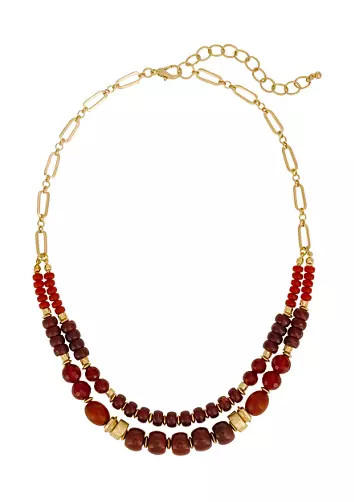 Multi Row Berry Gold Beaded Necklace | Belk