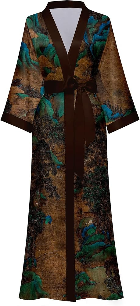 Women's Floral Long Kimono Robe Long Satin Robe Long Silk Robe Ladies Kimonos Silky Bathrobe Cove... | Amazon (US)
