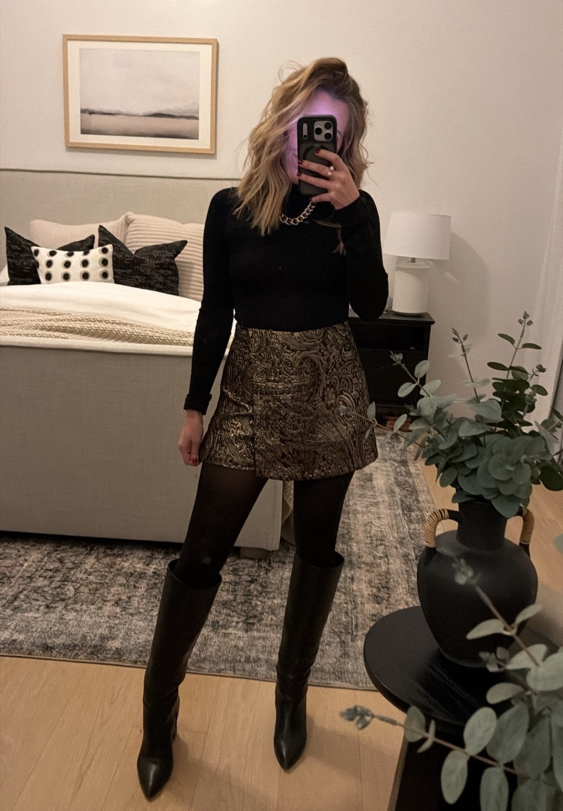 Love this gold skort for an easy to put together holiday outfit.

#LTKHoliday #LTKOver40 #LTKootd