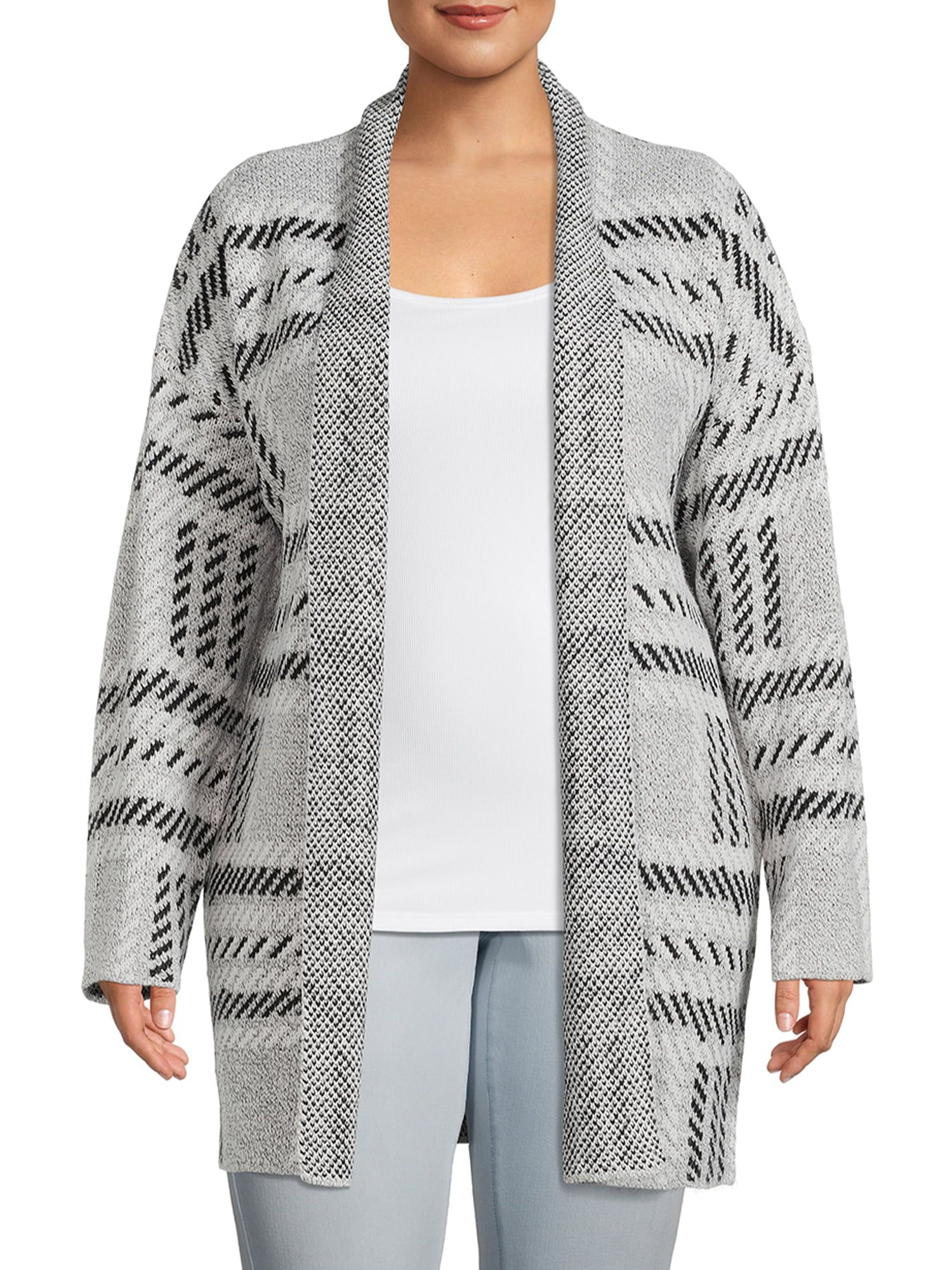 Dreamers by Debut Women's Plus Size Open Front Plaid Cardigan | Walmart (US)