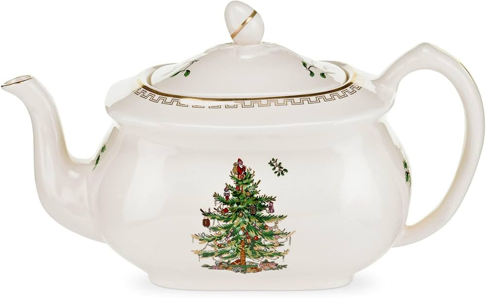 Spode Christmas Tree Gold Teapot - Elegant 36 Oz Porcelain Tea Pot with Infuser, Festive 22K Gold... | Amazon (US)