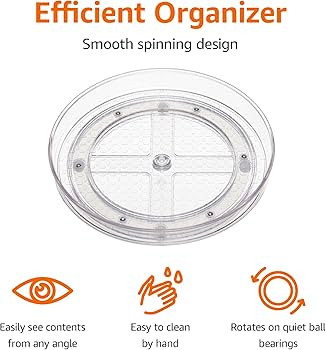 Amazon Basics 2 Tier Lazy Susan Turntable Organizer, 9" Diameter, 2-Pack, Clear | Amazon (US)