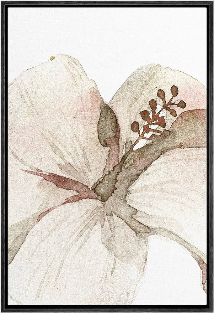 SIGNWIN Framed Canvas Print Wall Art Pastel Watercolor Tropical Lily Flower Nature Wilderness Illustrations Modern Chic Floral Botanical Scenic Zen for Living Room, Bedroom, Office - 16"x24" Black | Amazon (US)