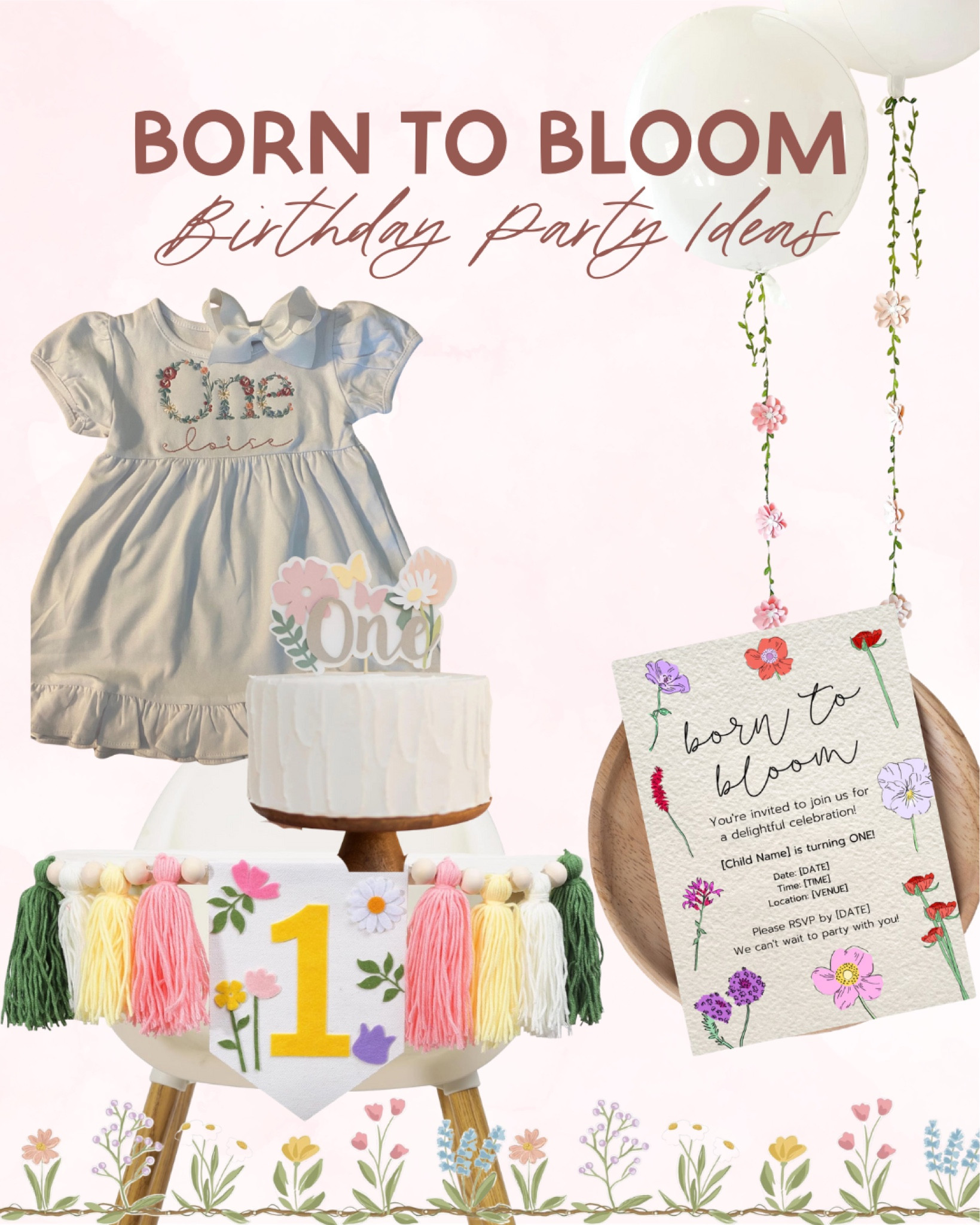 Born to bloom birthday party, blooming baby party, floral birthday party, birthday girl, baby girl birthday party, first birthday inspiration, first birthday, party theme, Amazon party decor, Etsy birthday, floral decor, floral onesie, personalized embroidery, girly party

#LTKParties #LTKBaby #LTKFamily