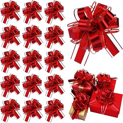 WILLBOND 20 Pieces 6 Inch Pull Bows Gift Wrapping Ribbon Pull Bows for Christmas Wedding Baskets ... | Amazon (US)