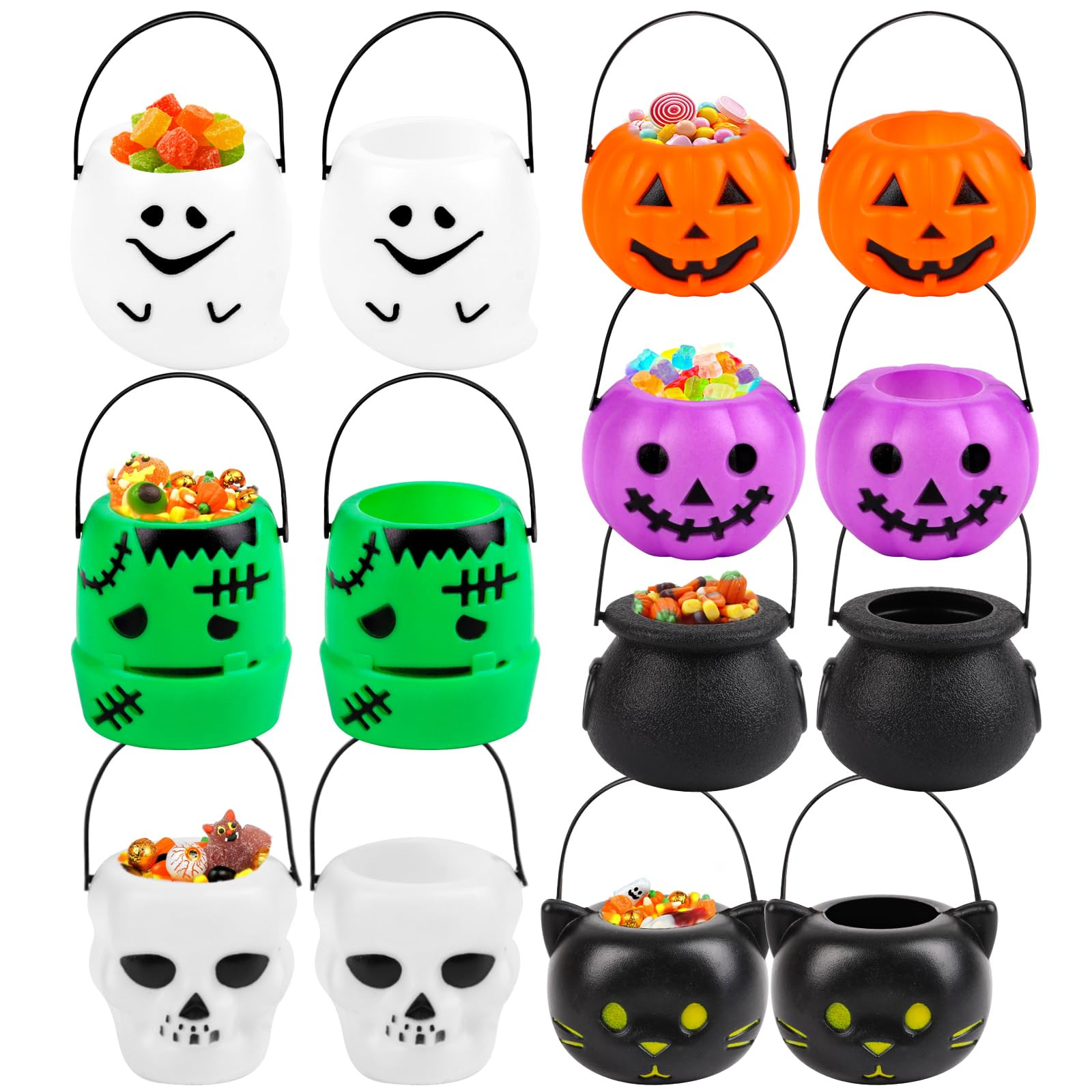 FOIMAS 14 Pack Mini Halloween Candy Cauldron,Pumpkin Ghost Candy Bucket Holder with Handles for T... | Amazon (US)