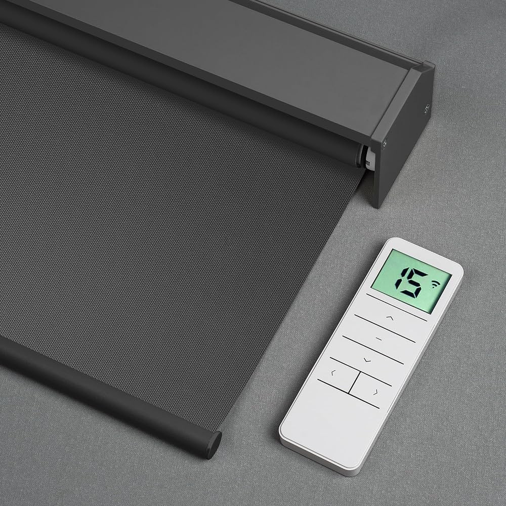 Motorized Roller Shades with Remote Control, Blackout Smart Blinds for Windows Work with Alexa Go... | Amazon (US)