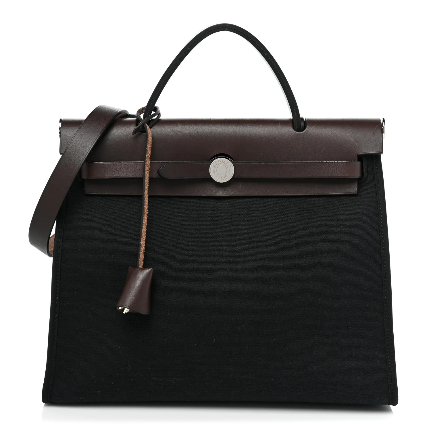 HERMES Toile Vache Hunter Herbag Zip 31 PM Black Ebene | FASHIONPHILE (US)