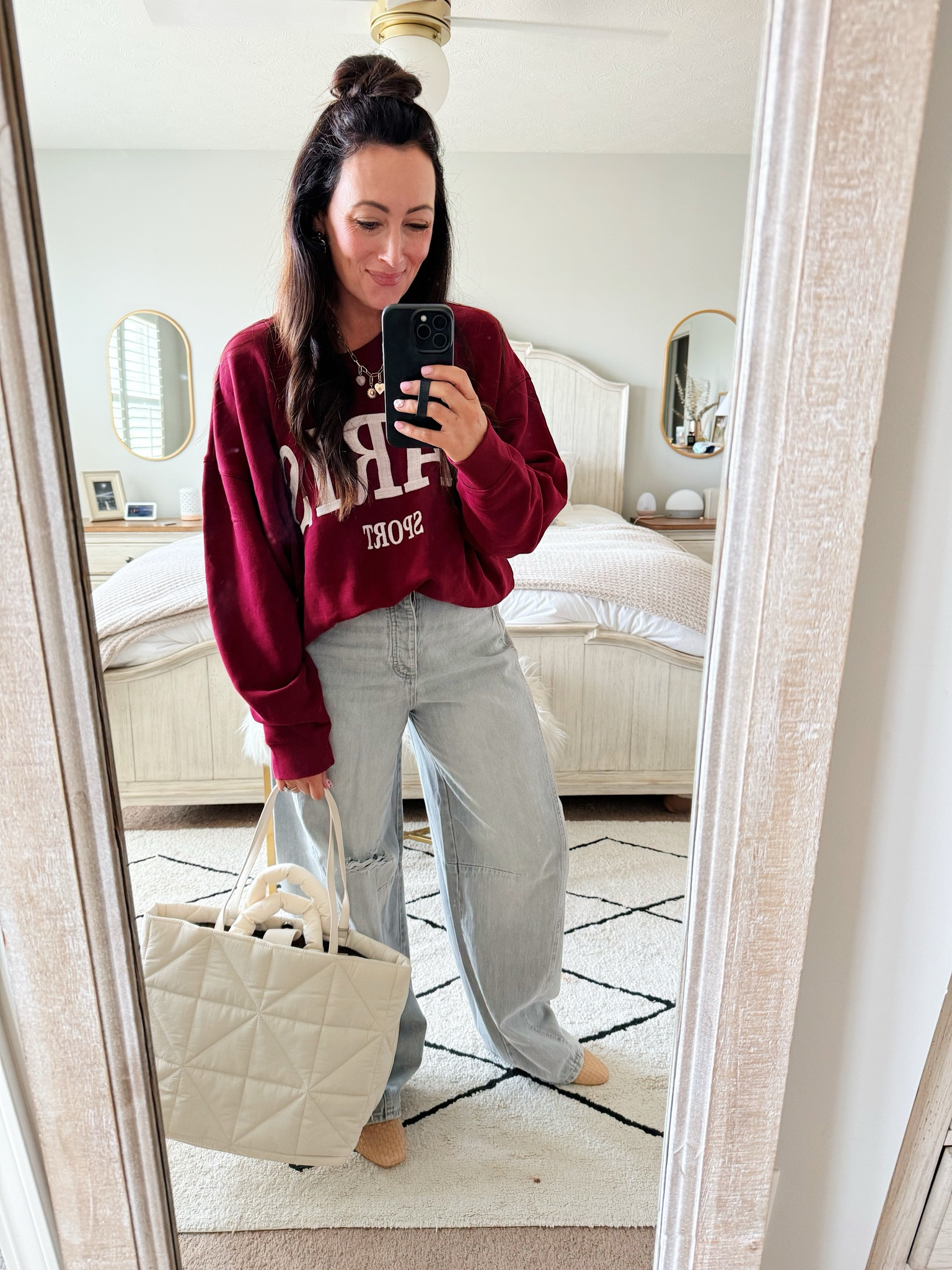 TARGET 🎯 TUESDAY 
• XL sweatshirt for an oversized look
• size 6 denim 
• flats true to size 

#LTKSeasonal #LTKFindsUnder50 #LTKMidsize