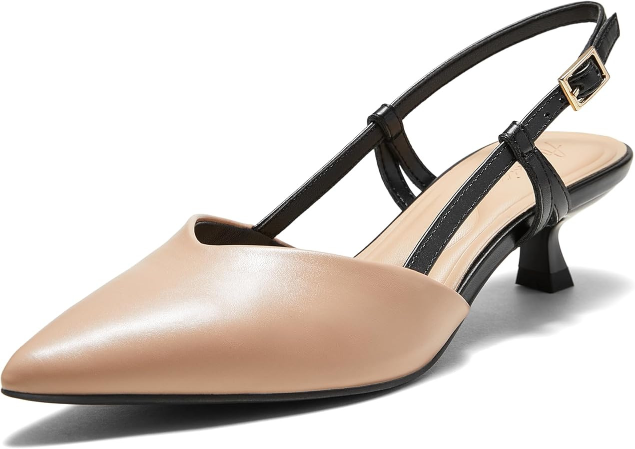Arromic Women's Slingback Kitten Heels Closed Toe Heels Pointed Toe Low Pump Shoes Dress Work Bri... | Amazon (US)