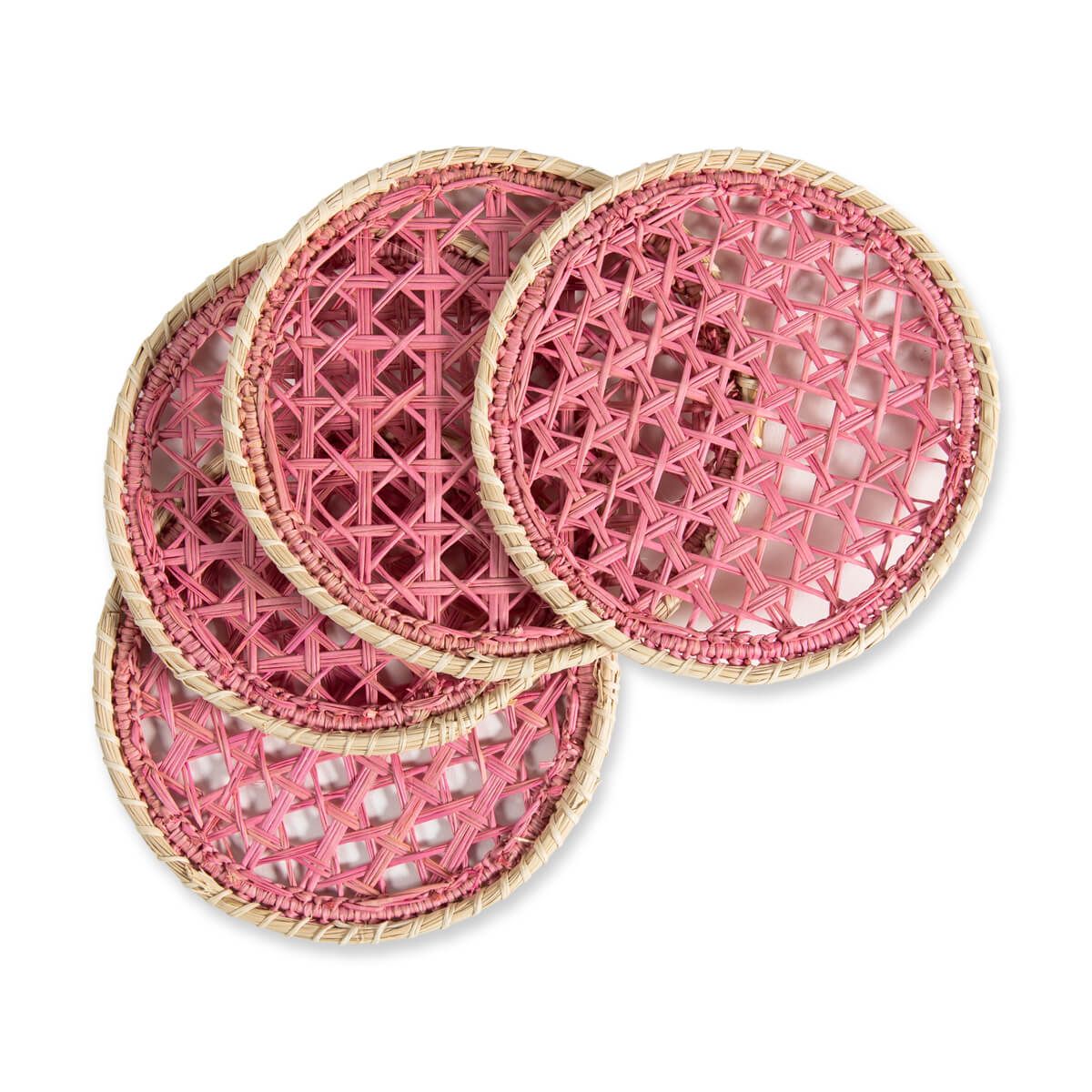 Raffia Coasters S/4 - Pink | Furbish Studio