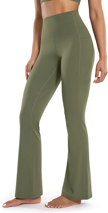 Women's Workout Flare Yoga Pants with Pockets High Waisted Bootcut Leggings Tummy Control 30'' | Amazon (US)