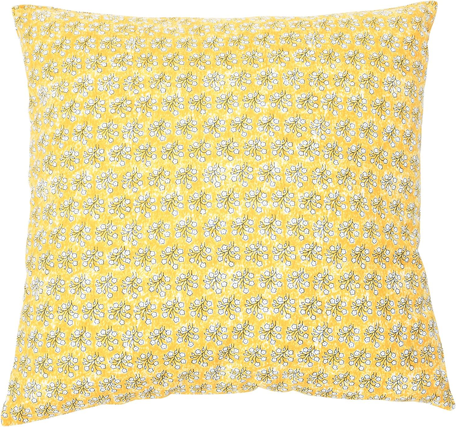 Creative Co-Op Vintage Inspired Floral Block Pattern Square Cotton Decorative Throw, Yellow & Whi... | Amazon (US)