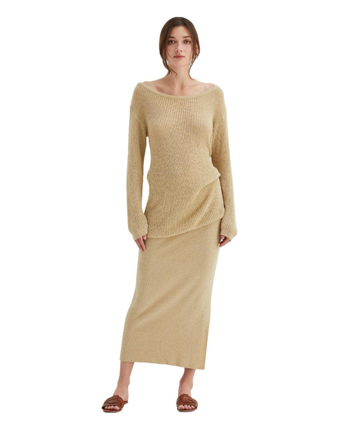 Crescent Women's Ceci Two-piece Sweater Knit Set - Open beige + custard | Macy's