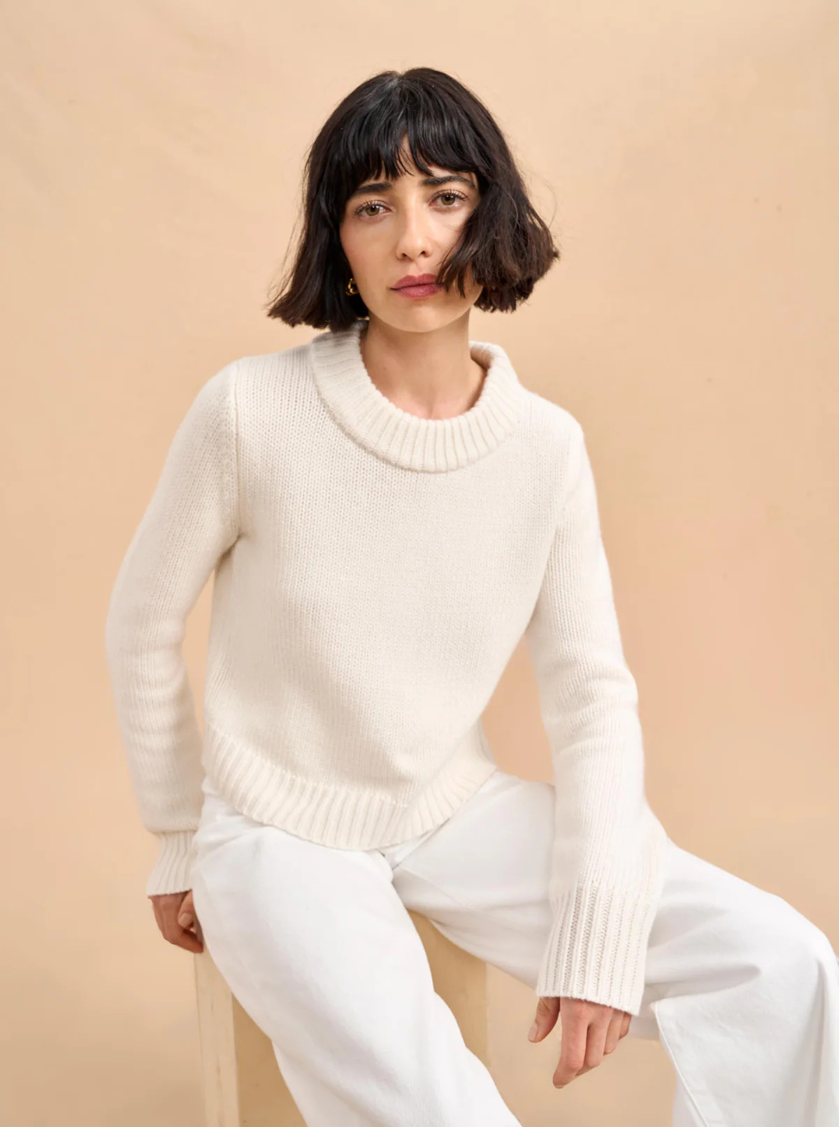 Cream Solid Mini Marin Sweater | La Ligne | La Ligne