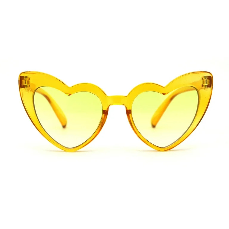 SA106 Heart Shape Cat Eye Sunglasses Yellow - Walmart.com | Walmart (US)