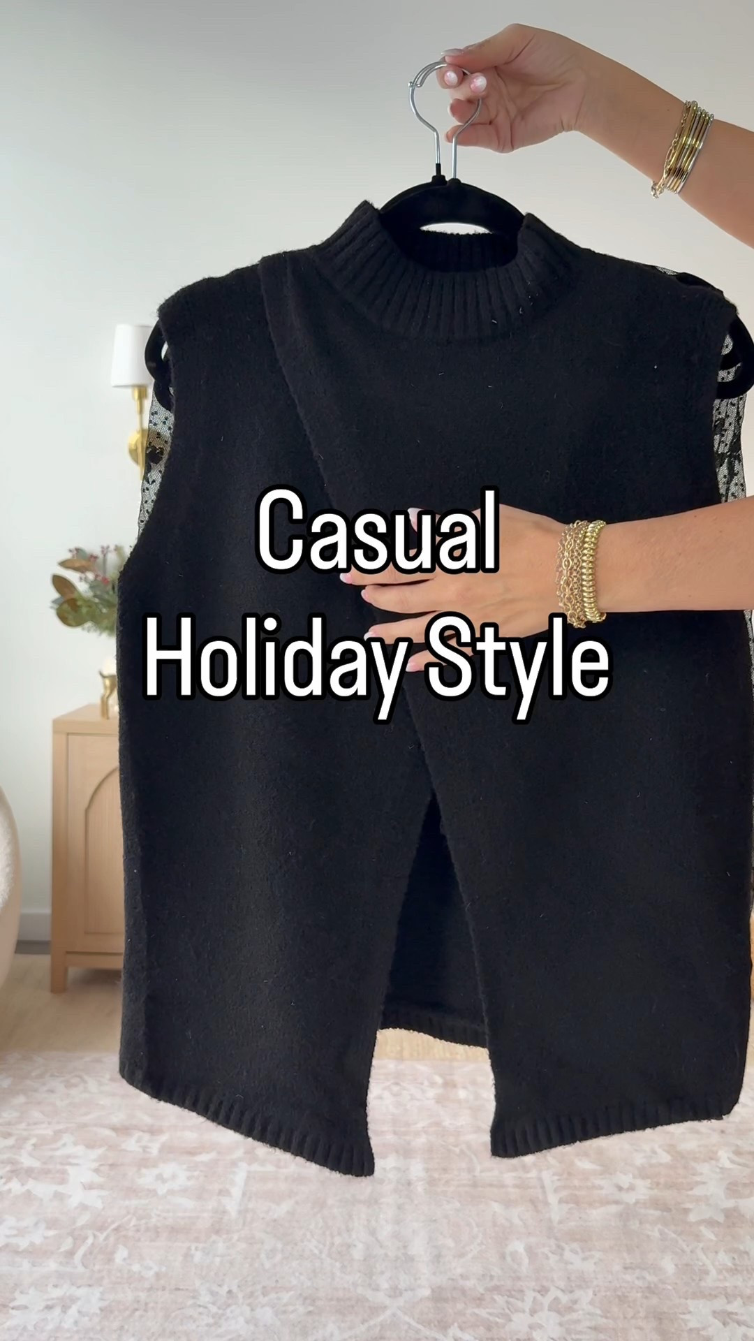 Causal holiday style- elevated with this bow lace too. 
Medium lace top 
Small sweater 
Denim- 2 long 

#LTKOver40 #LTKU #LTKFindsUnder50 #LTKHoliday #LTKTall