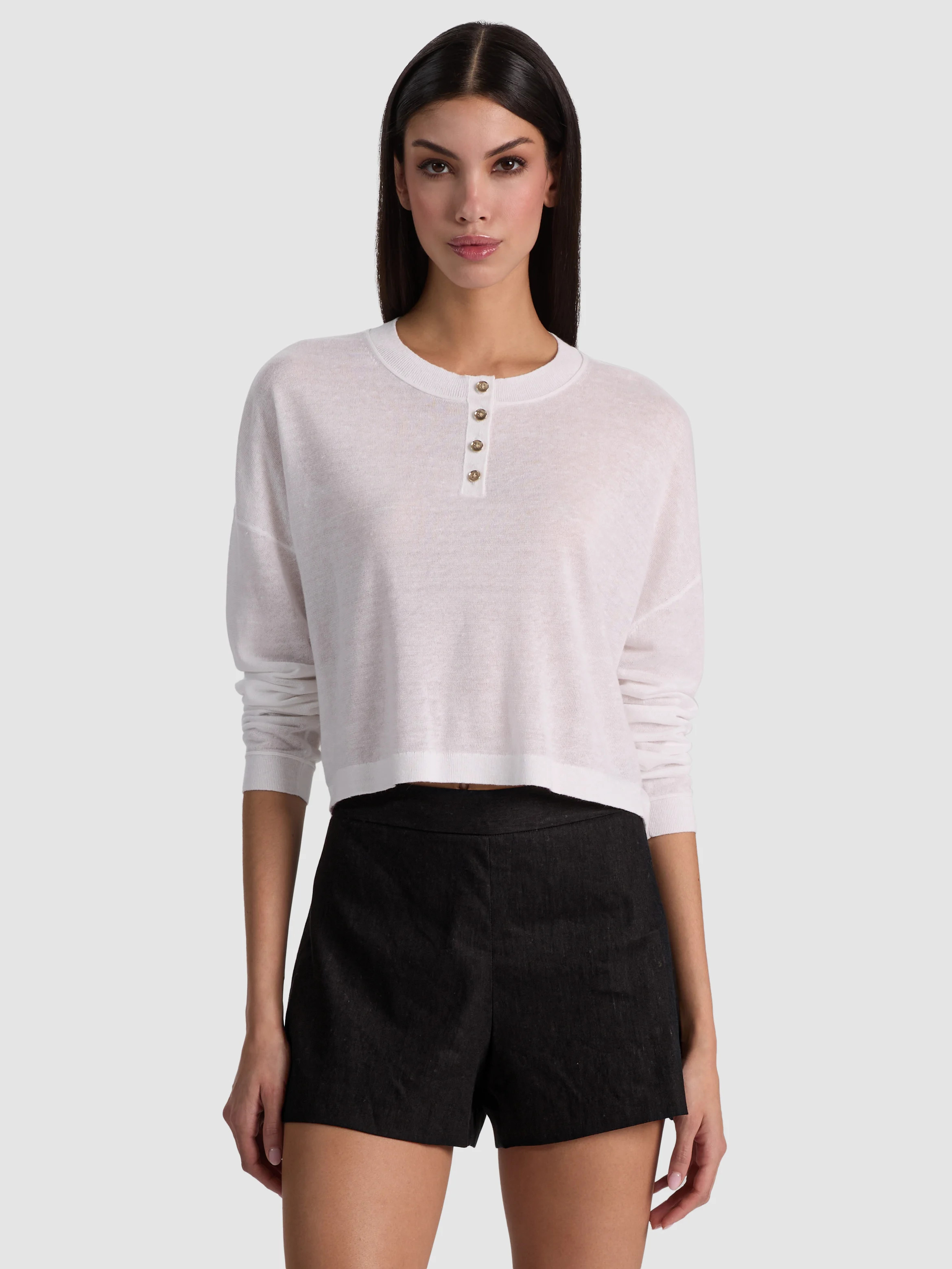 alice + olivia ALAINA LINEN HENLEY | Alice + Olivia
