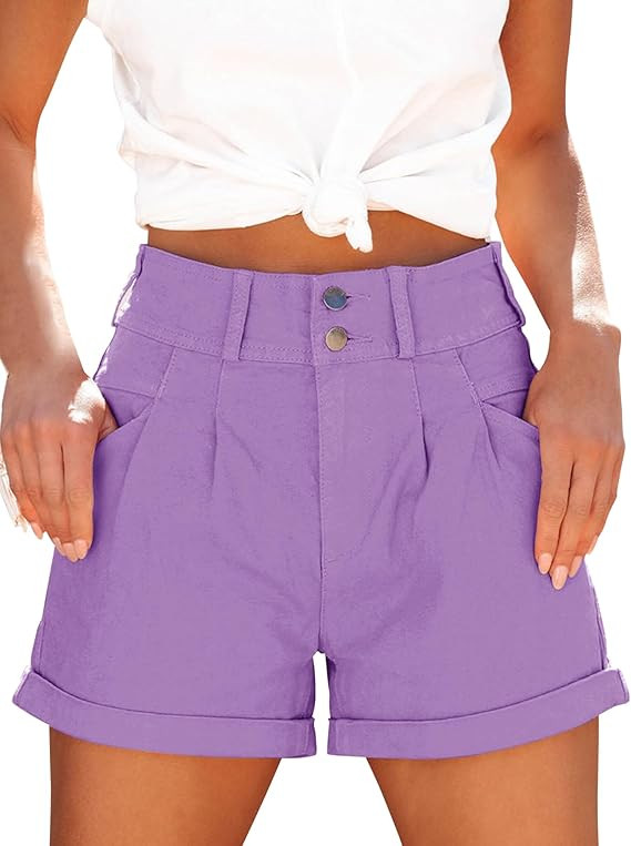 Womens Relaxed Fit Casual High Waist Pocketed Denim Shorts | Amazon (US)