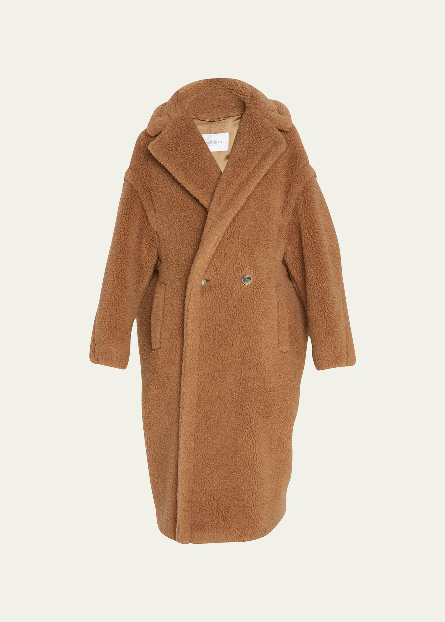 Max Mara Double-Breasted Camel Hair Blend Teddy Coat | Bergdorf Goodman