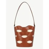 Free Assembly Women's Maria Cut Out Bucket Bag, Cognac/Cream | Walmart (US)